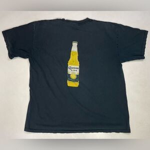 VINTAGE Corona Beer Graphic T-shirt Men XXL Black Short Sleeve